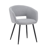 Spisestuestol Don Dimehouse Lysegrå LxBxH 60x56x56 Stof Hvid foto diagonalt set forfra