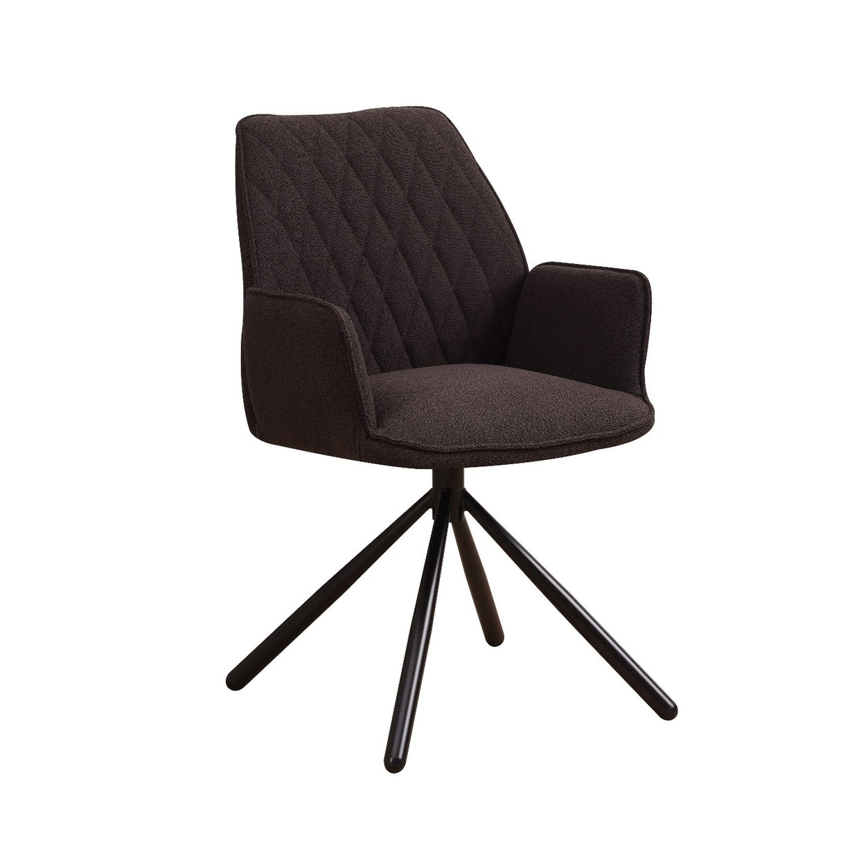 Spisestuestol Novan bouclé Dimehouse Brun LxBxH 67x59x57 Stof Hvid foto diagonalt set forfra