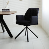 Spisestuestol Novan bouclé Dimehouse Sort LxBxH 67x59x57 Stof Atmosfærisk foto diagonalt set forfra