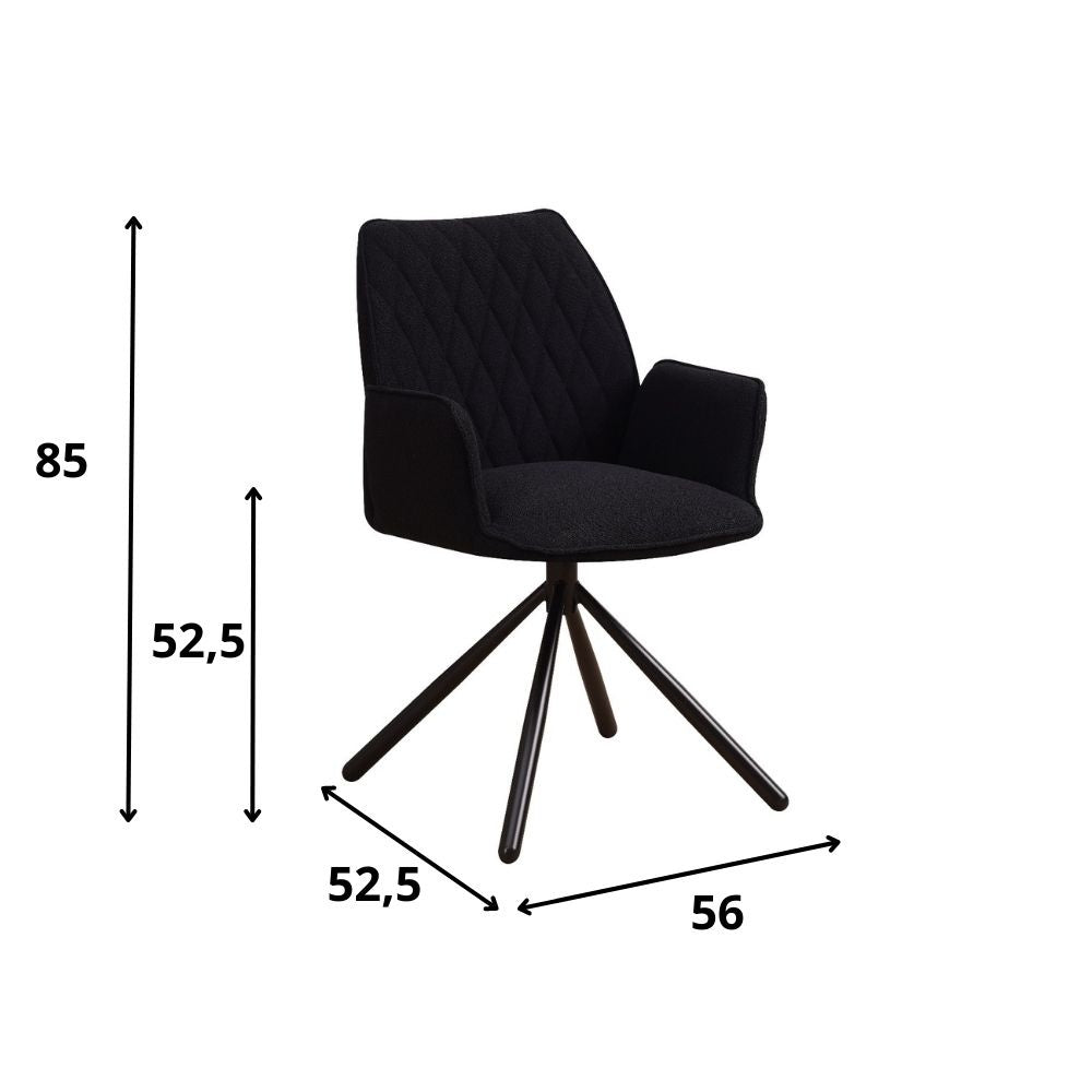 Spisestuestol Novan bouclé Dimehouse Sort LxBxH 67x59x57 Stof Hvid fotostørrelsesindikation