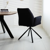 Spisestuestol Novan bouclé Dimehouse Sort LxBxH 67x59x57 Stof Atmosfærisk foto diagonalt set bagfra