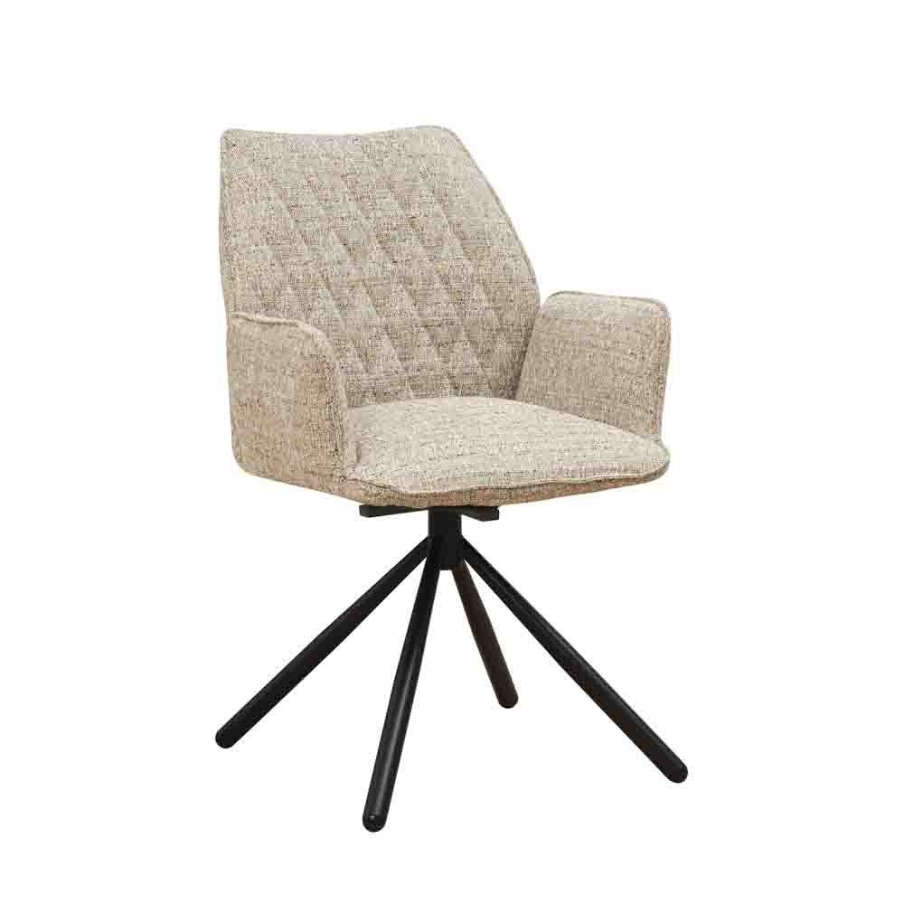 Spisestuestol Novan chenille Dimehouse Beige LxBxH 71x64x56 Stof Hvid foto diagonalt set forfra