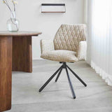 Spisestuestol Novan chenille Dimehouse Beige LxBxH 71x64x56 Stof Atmosfærisk foto diagonalt set forfra