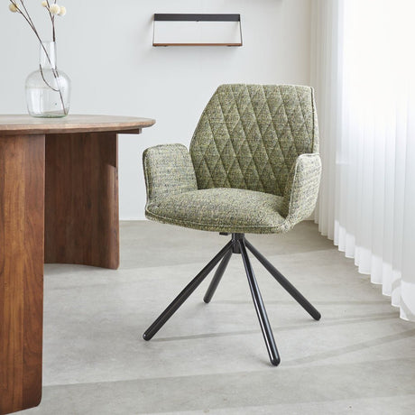 Spisestuestol Novan chenille Dimehouse Grøn LxBxH 71x64x56 Stof Atmosfærisk foto diagonalt set forfra