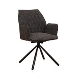 Spisestuestol Novan chenille Dimehouse Sort LxBxH 71x64x56 Stof Hvid foto diagonalt set forfra