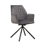 Spisestuestol Novan fløjl Dimehouse Antracit LxBxH 71x64x56 Stof Hvid foto diagonalt set forfra