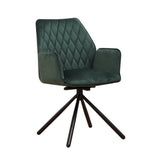 Spisestuestol Novan fløjl Dimehouse Grøn LxBxH 71x64x56 Stof Hvid foto diagonalt set forfra