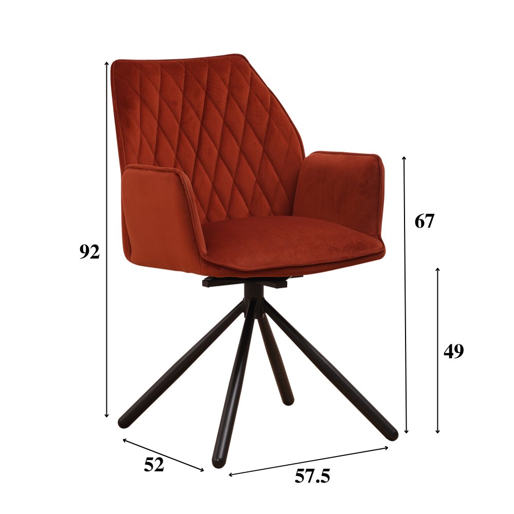 Spisestuestol Novan fløjl Dimehouse Kobber LxBxH 71x64x56 Stof Hvid fotostørrelsesindikation