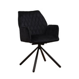 Spisestuestol Novan fløjl Dimehouse Sort LxBxH 71x64x56 Stof Hvid foto diagonalt set forfra
