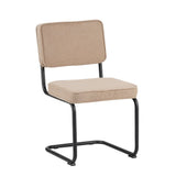 Spisestuestol Remo ribbet stof Dimehouse Brun LxBxH 56x55x51 Ribstof Hvidt foto diagonalt set forfra