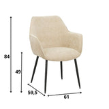 Spisestuestol Sev Dimehouse Beige LxBxH 68x62x61 Stof Hvid fotostørrelsesindikation