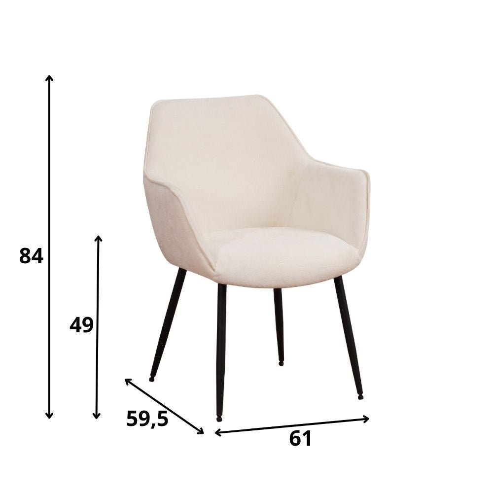 Spisestuestol Sev Dimehouse Hvid LxBxH 68x62x61 Stof Hvid fotostørrelsesindikation