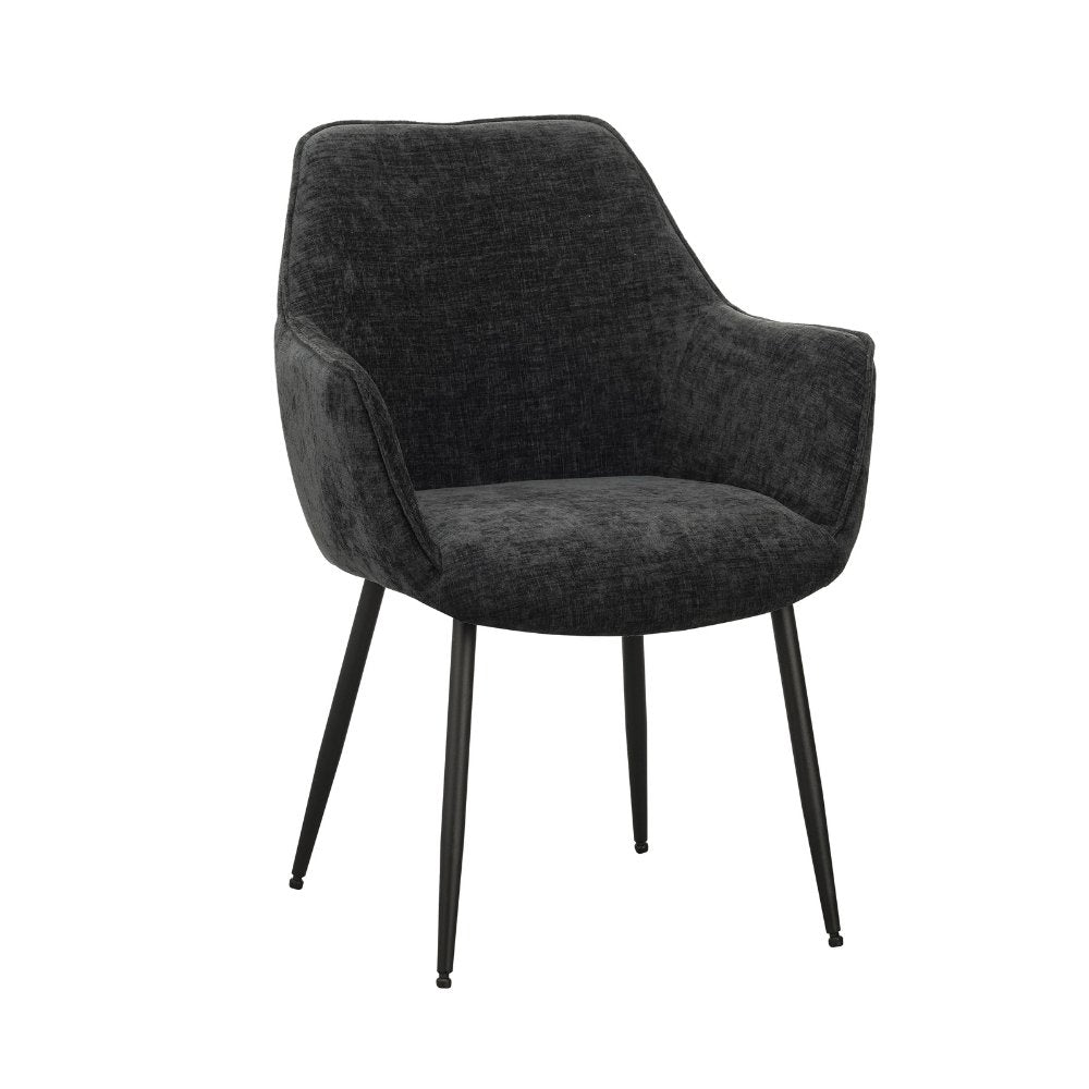 Spisestuestol Sev Dimehouse Sort LxBxH 68x62x61 Stof Hvid foto diagonalt set forfra