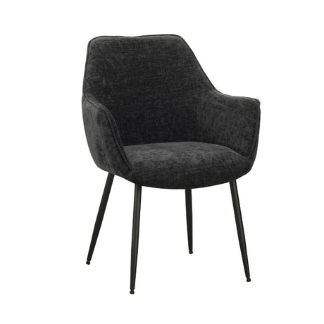 Spisestuestol Sev Dimehouse Sort LxBxH 68x62x61 Stof Hvid foto diagonalt set forfra