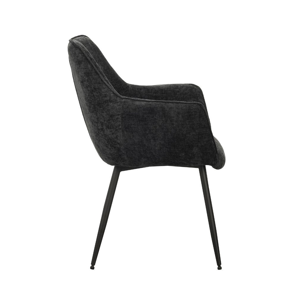 Spisestuestol Sev Dimehouse Sort LxBxH 68x62x61 Stof Hvid foto fra siden