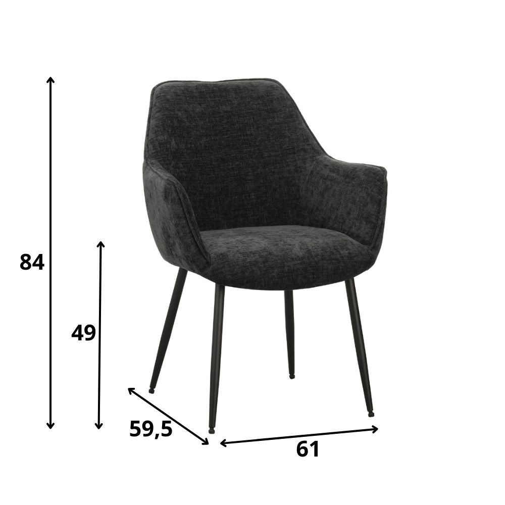Spisestuestol Sev Dimehouse Sort LxBxH 68x62x61 Stof Hvid fotostørrelsesindikation
