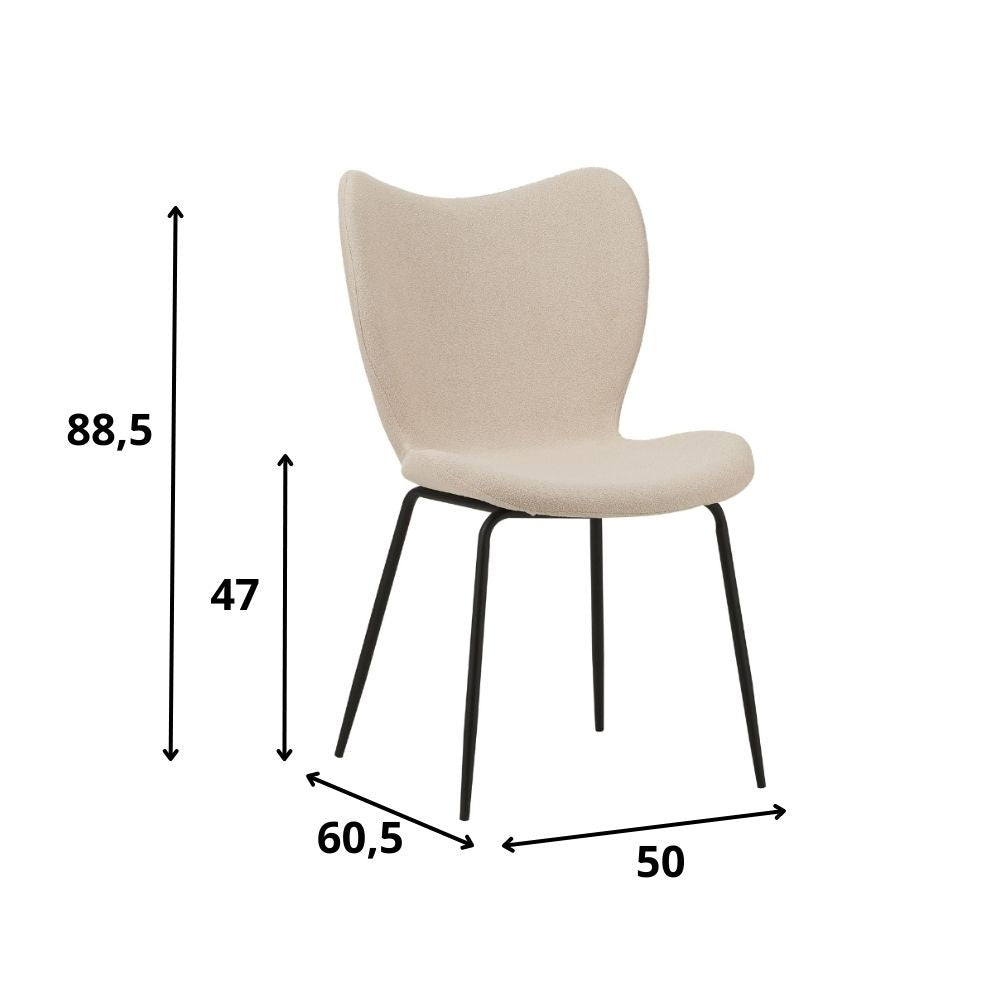 Spisestuestol Sia Dimehouse Beige LxBxH 72x55x51 Stof Hvid fotostørrelsesindikation