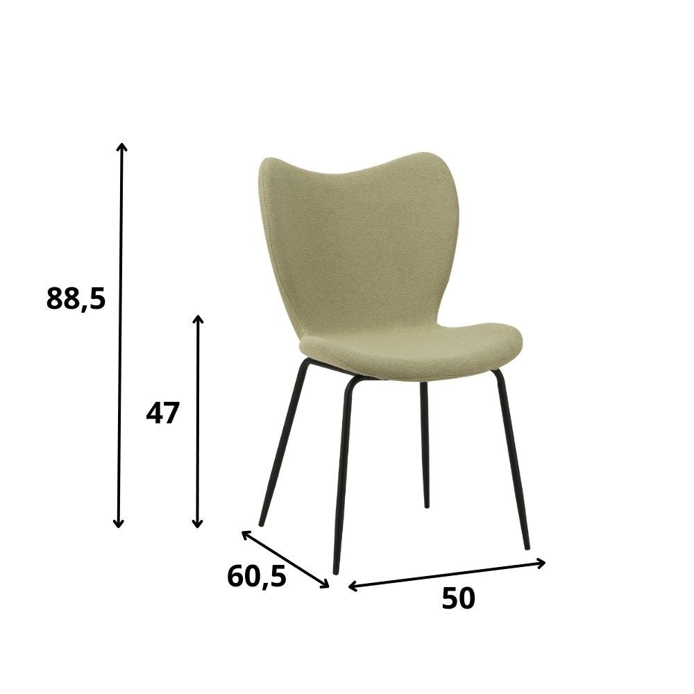 Spisestuestol Sia Dimehouse Grøn LxBxH 72x55x51 Stof Hvid fotostørrelsesindikation
