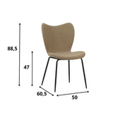 Spisestuestol Sia Dimehouse Taupe LxBxH 72x55x51 Stof Hvid fotostørrelsesindikation