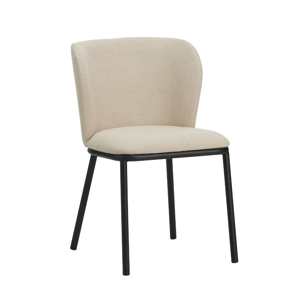 Spisestuestol Tess Dimehouse Beige LxBxH 65x62x56 Stof Hvid foto diagonalt set forfra