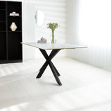 Eettafel Edin White Dimehouse Wit LxBxH 161x92x11 Sintered stone Sfeerfoto schuin vooraanzicht