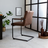 Spisestuestol Dean Dimehouse Brun LxBxH 70x58x57 Stof Atmosfærisk foto diagonalt set bagfra