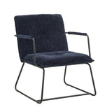 Hailey Chenille lænestol Dimehouse Blå LxBxH 66x64x37 Stof Hvid foto diagonalt set forfra