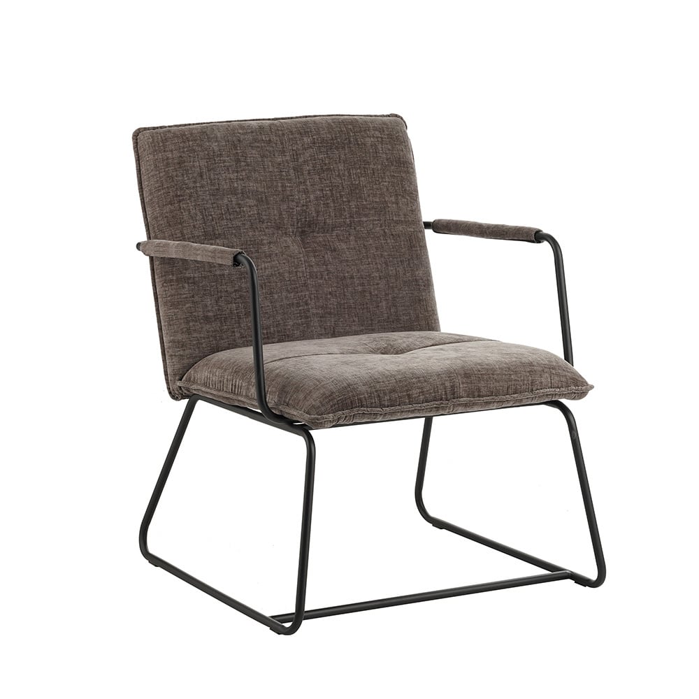 Hailey Chenille lænestol Dimehouse Grå LxBxH 66x64x37 Stof Hvid foto diagonalt set forfra