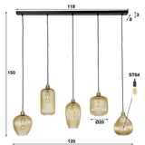 Hængelampe Ella DH Interiør Ravfarvet glas LxBxH 127x48x27 Ravfarvet glas Hvid fotostørrelsesindikation