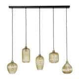Hængelampe Ella DH Interiør Ravfarvet glas LxBxH 127x48x27 Ravfarvet glas Hvidt foto set forfra