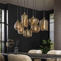 Hængelampe Faye DH Interiør Ravfarvet glas Ravfarvet glas Atmosfærisk foto diagonalt set forfra