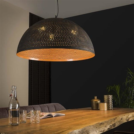 Hængelampe Aya 70 DH Interiør Brun LxBxH 73x73x46 Sort brun Atmosfærisk foto diagonalt set forfra