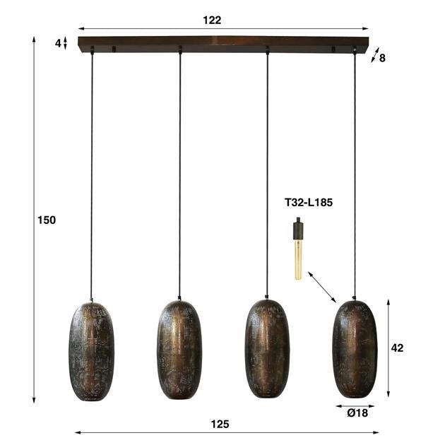Hængelampe Rama DH Interiør Bronze LxBxH 125x51x22 Bronze Hvid fotostørrelsesindikation