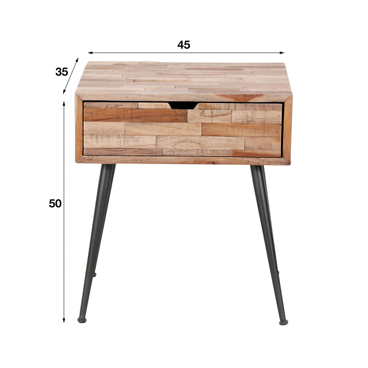 Sengebord Cloë DH Interiør Vejret LxBxH 50x40x19 Teak Hvid fotostørrelsesindikation
