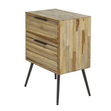 Sengebord Sven DH Interiør Vejret LxBxH 64x49x34 Teak Hvid foto diagonalt set forfra