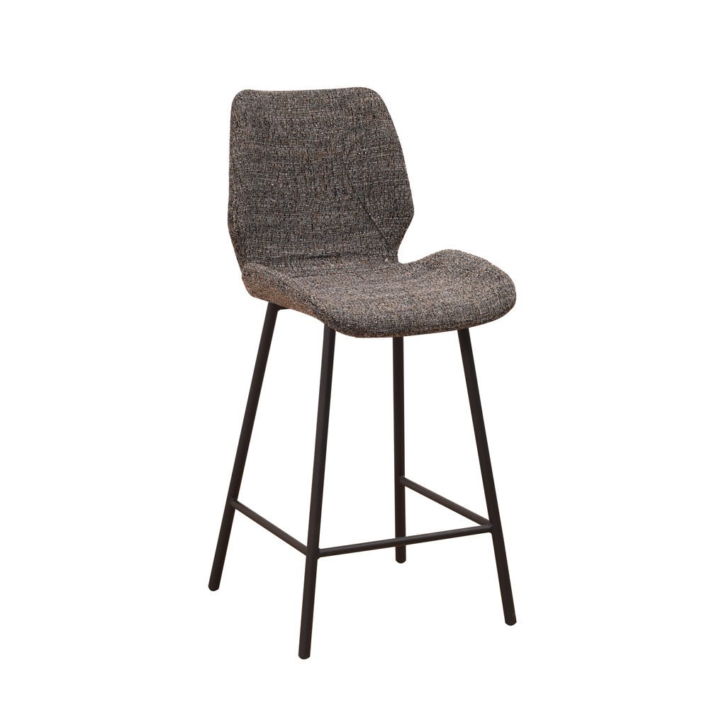 Barstol Beau chenille Dimehouse Mørkegrå LxBxH 82x54x52 Stof Hvid foto diagonalt set forfra