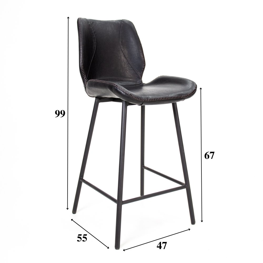 Barstol Beau kunstlæder Dimehouse Sort LxBxH 84x54x52 Kunstlæder Hvid fotostørrelsesangivelse