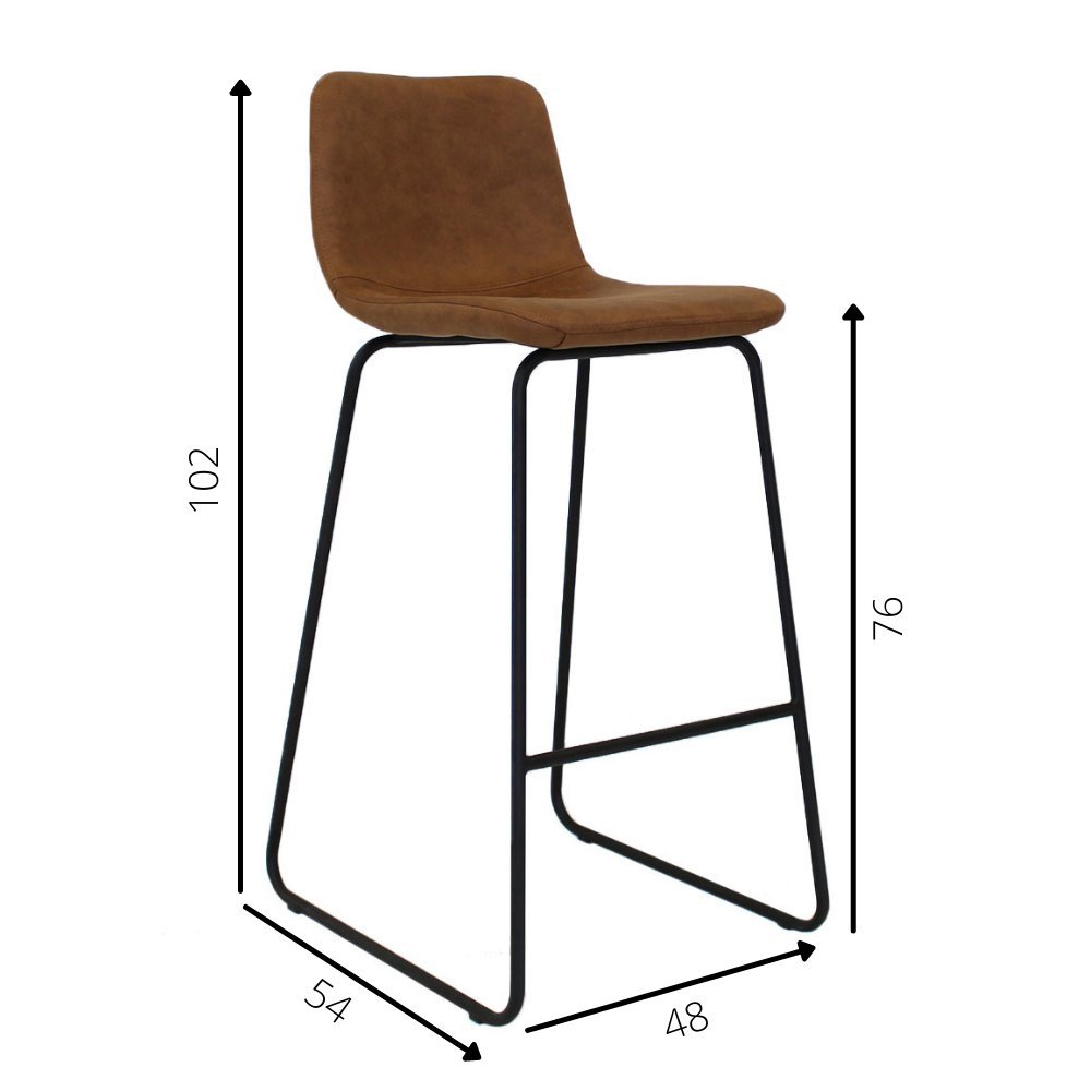 Barstol Brentt Dimehouse Cognac LxBxH 84x60x49 Mikrofiber Hvid fotostørrelsesangivelse
