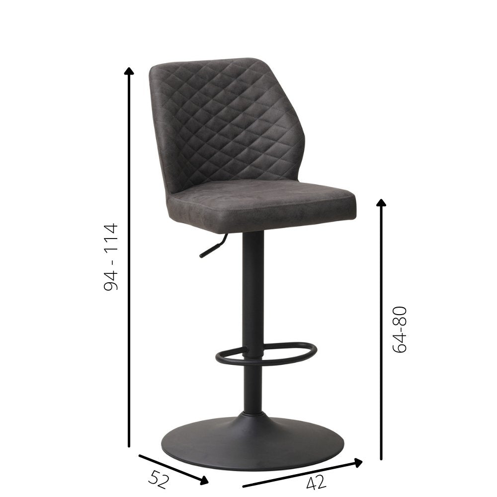 Barstol Grizzly Dimehouse Antracit LxBxH 65x56x52 Mikrofiber Hvid fotostørrelsesindikation