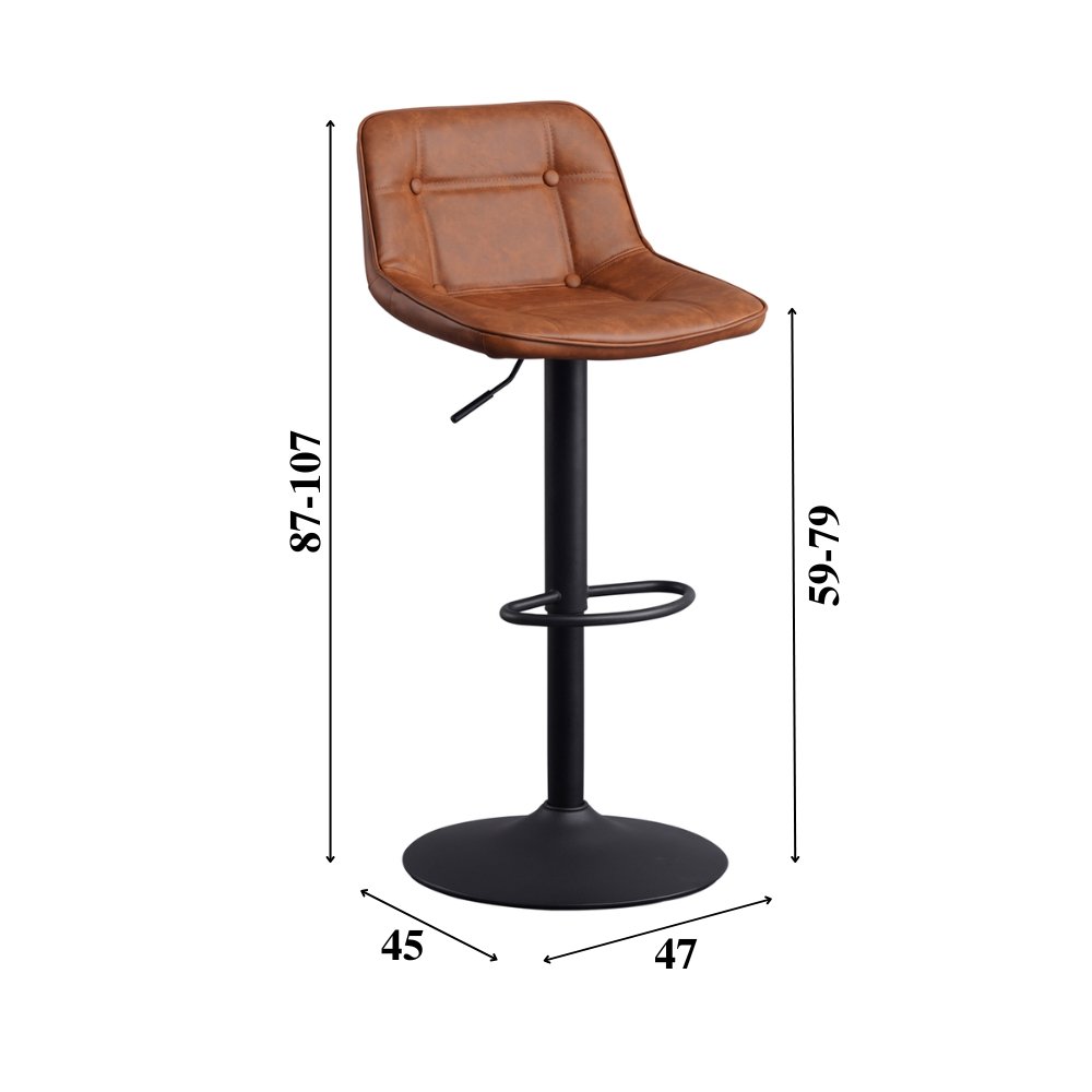 Barstol Jason Dimehouse Cognac LxBxH 82x52x39 Kunstlæder Hvid fotostørrelsesangivelse