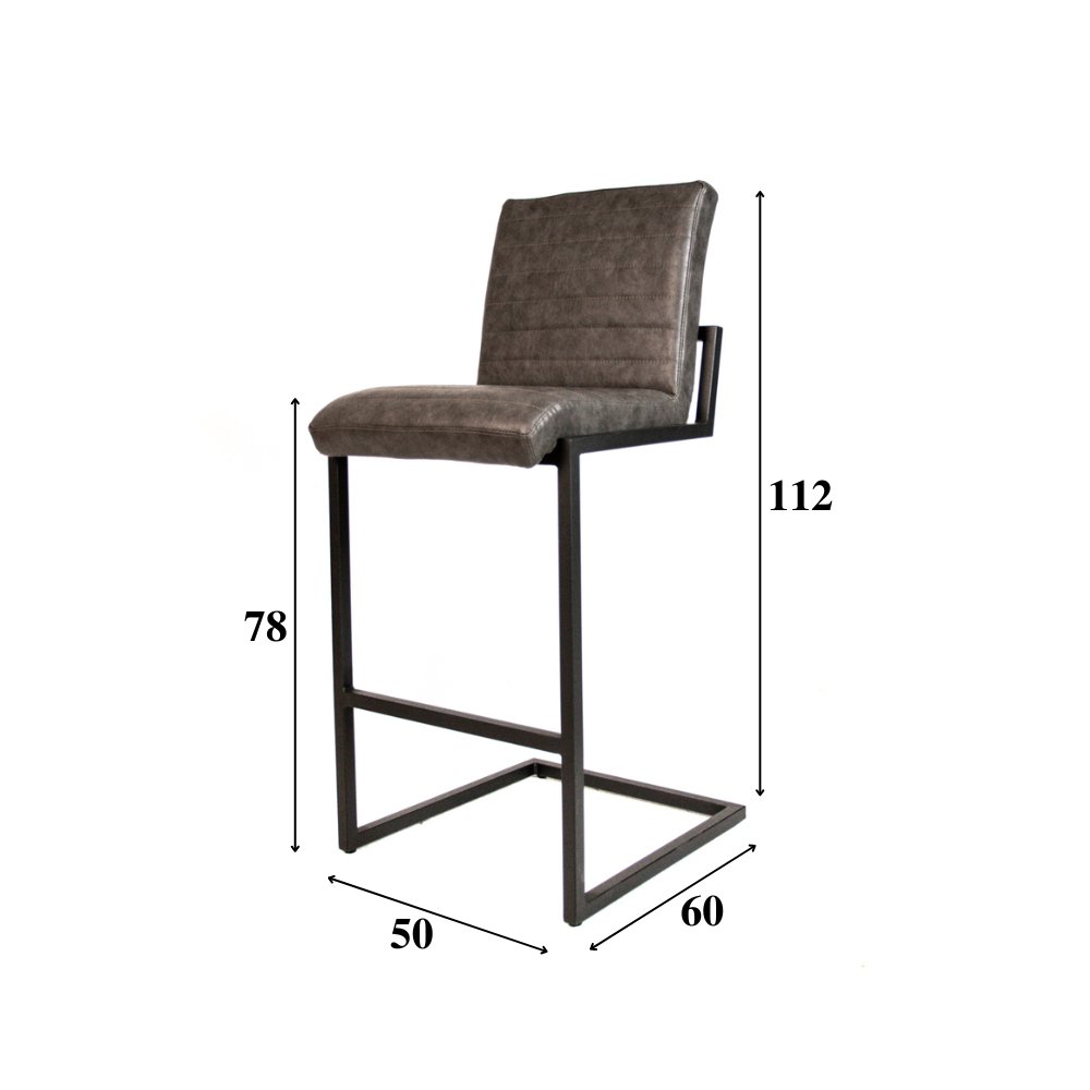 Barstol Kuba Dimehouse Antracit LxBxH 93x58x53 Kunstlæder Hvid fotostørrelsesindikation