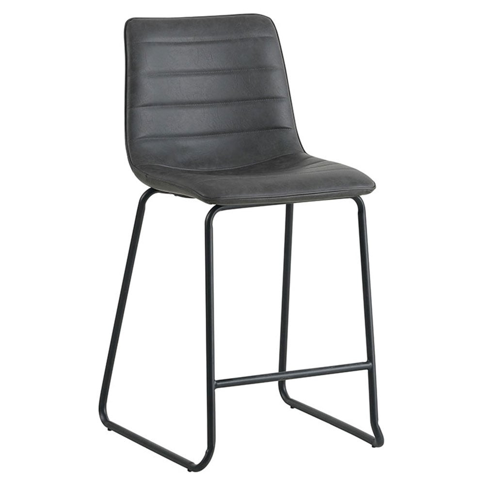 Barstol Mark imiteret læder Dimehouse Antracit LxBxH 79x65x54 Kunstlæder Hvid foto diagonalt set forfra