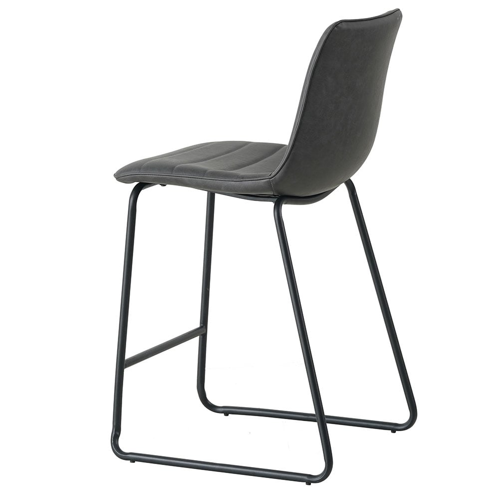 Barstol Mark imiteret læder Dimehouse Antracit LxBxH 79x65x54 Kunstlæder Hvid foto diagonalt set bagfra