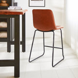 Barstol Mark imiteret læder Dimehouse Cognac LxBxH 79x65x54 Kunstlæder Atmosfærisk foto diagonalt set bagfra