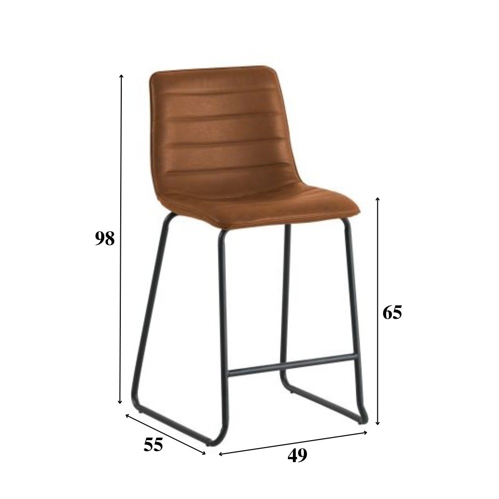 Barstol Mark imiteret læder Dimehouse Cognac LxBxH 79x65x54 Kunstlæder Hvid fotostørrelsesangivelse