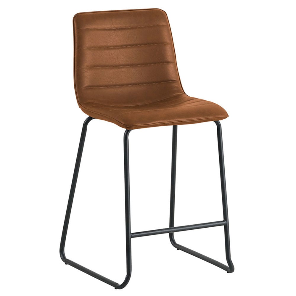 Barstol Mark imiteret læder Dimehouse Cognac LxBxH 79x65x54 Kunstlæder Hvid foto diagonalt set forfra
