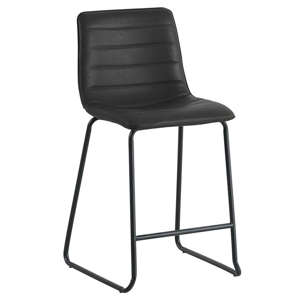 Barstol Mark imiteret læder Dimehouse Sort LxBxH 79x65x54 Kunstlæder Hvid foto diagonalt set forfra