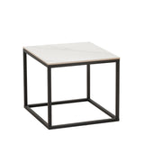 Sidebord Fien Dimehouse Hvid LxBxH 63x63x10 Sintret sten Hvid foto set fra siden