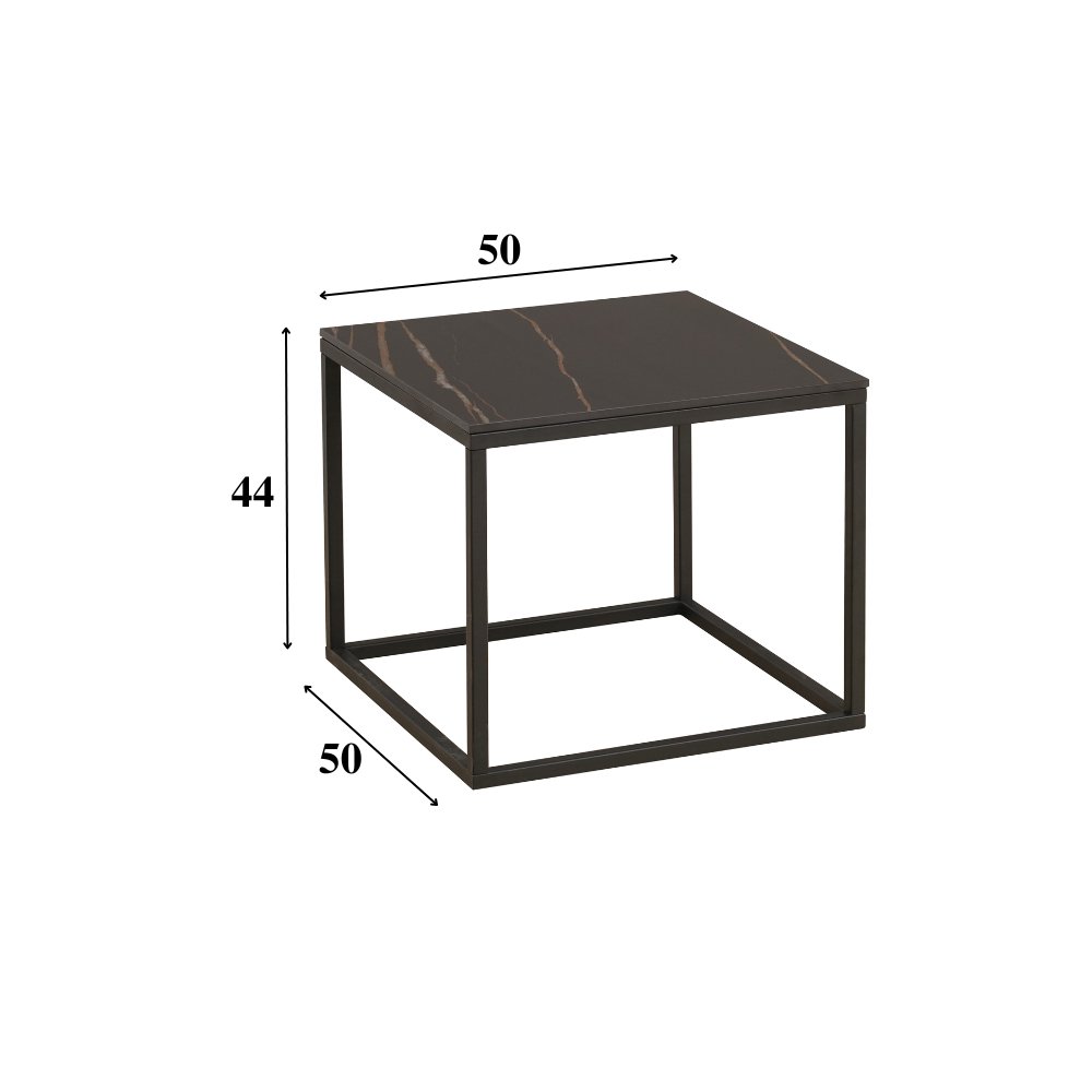Sidebord Fien Dimehouse Sort LxBxH 63x63x10 Sintret sten Hvid fotostørrelsesangivelse