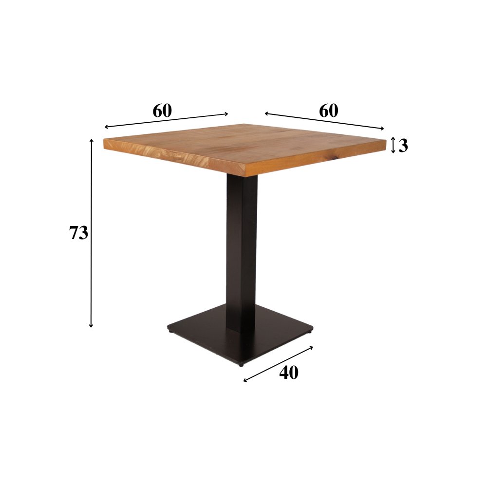 Spisebord Bistrobord Square Dimehouse Brun LxBxH 66x66x7 Mangotræ Hvid fotostørrelsesangivelse